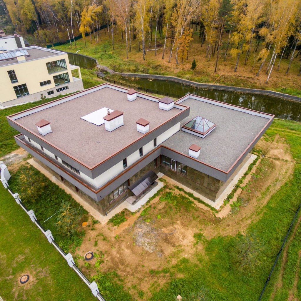 Modern country houses under construction Modern country houses under construction as seen from air